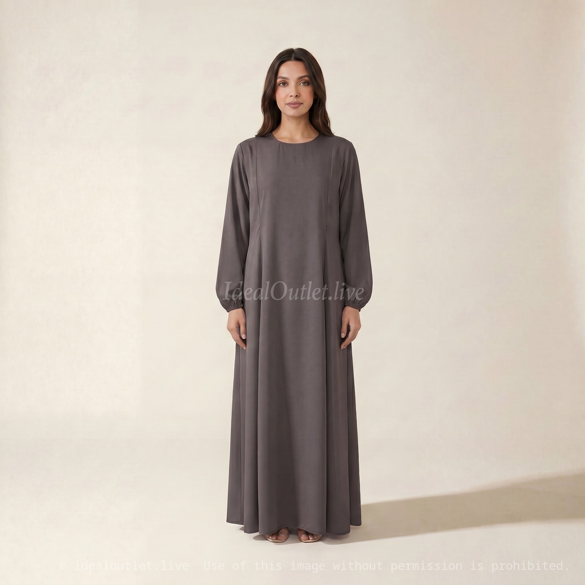 Abaya d'allaitement en soie de Medine ouvertures zip REF:RO2508PK - doux et fluide facilitant l’allaitement en toute discrétion.
