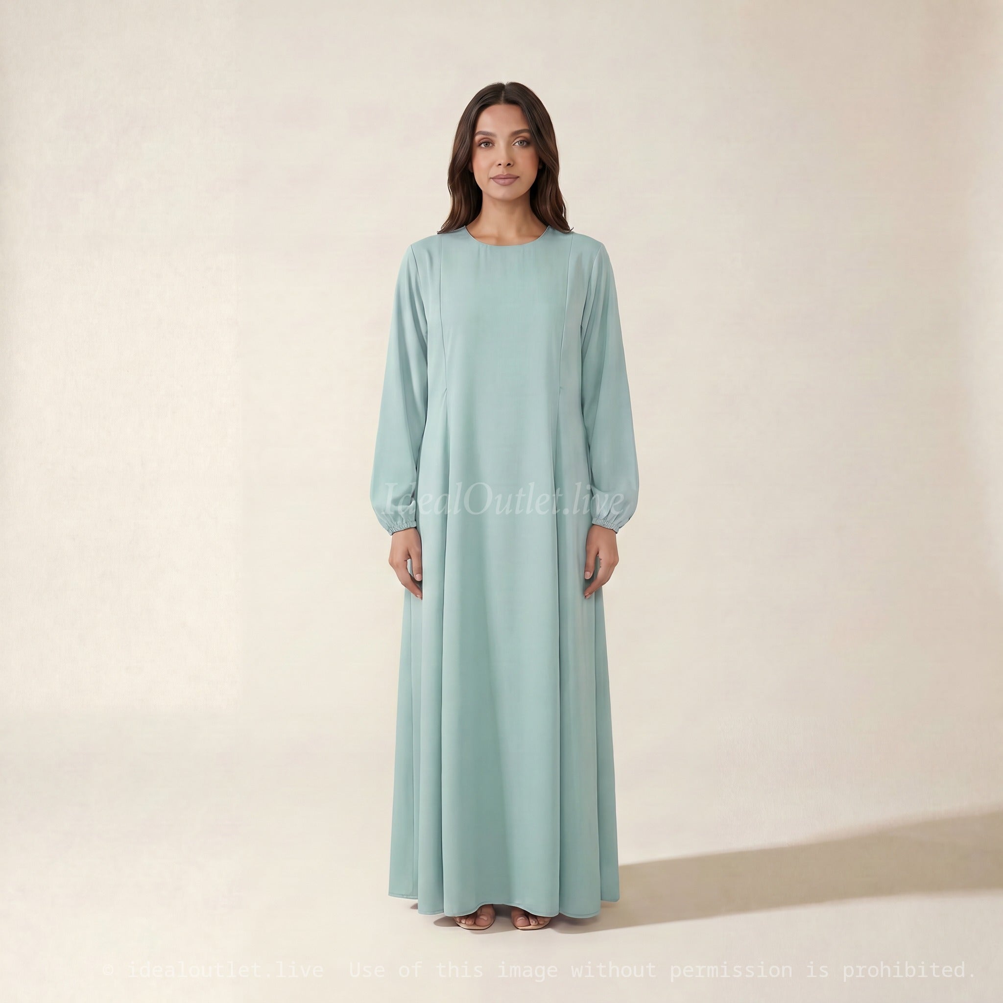 Abaya d'allaitement en soie de Medine ouvertures zip REF:RO2508PK - doux et fluide facilitant l’allaitement en toute discrétion.
