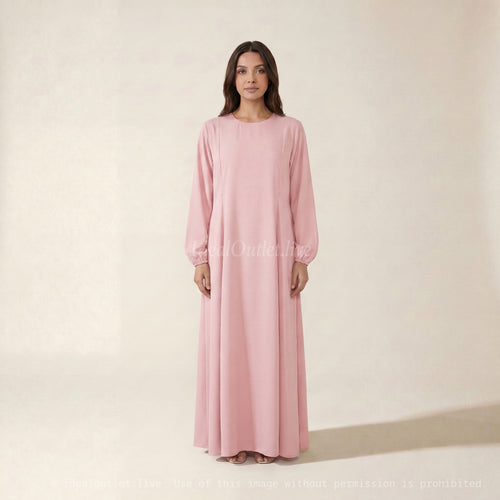 Abaya d'allaitement en soie de Medine ouvertures zip REF:RO2508PK - doux et fluide facilitant l’allaitement en toute discrétion.