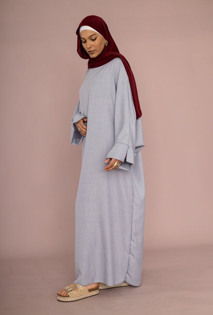 Robe Abaya REF: 2382XLM Manche papillon coupe ample avec fente sur les manches tissu léger et fluide