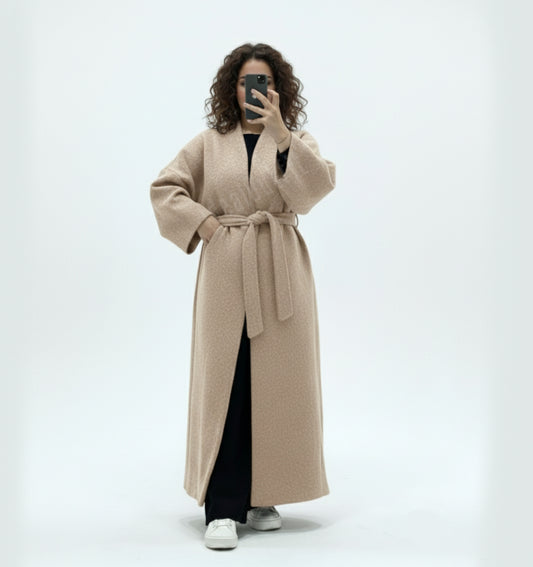 Long Belted Wool-Style Coat REF: Ma 2518 - Flared, Loose and Elegant Cut