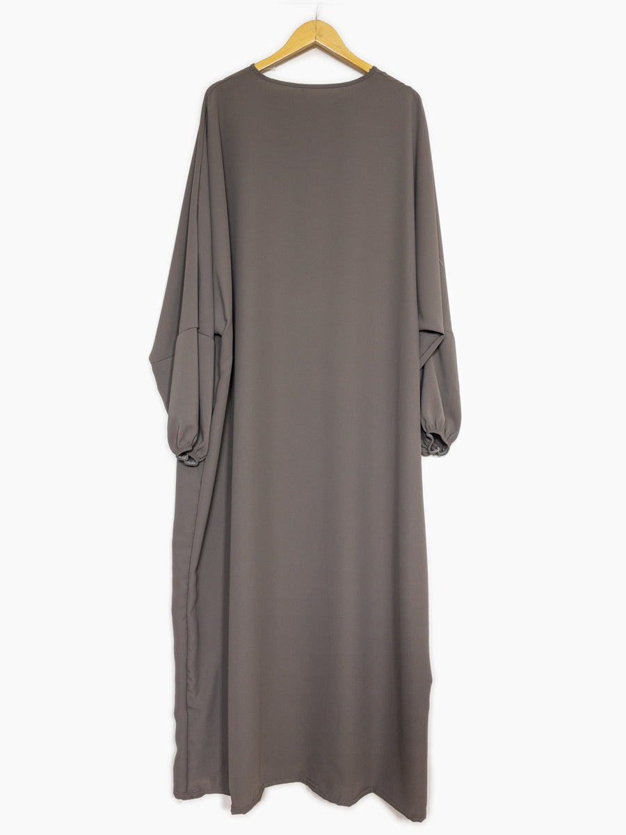 Abaya Larga Amplia en Seda de Medina Ref: Ro2303pk - Abaya Larga Amplia en Seda de Medina, Amplia y Fluida con Mangas Abullonadas