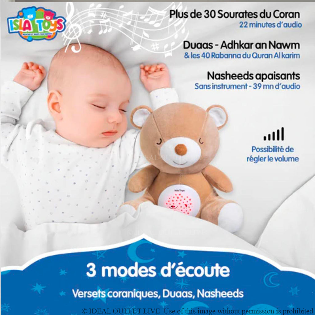 Peaceful Sleep Guaranteed Islamic Plush Comforter Night Light with Quranic Verses, Educational Toy, Isla TOYS, 24 cm