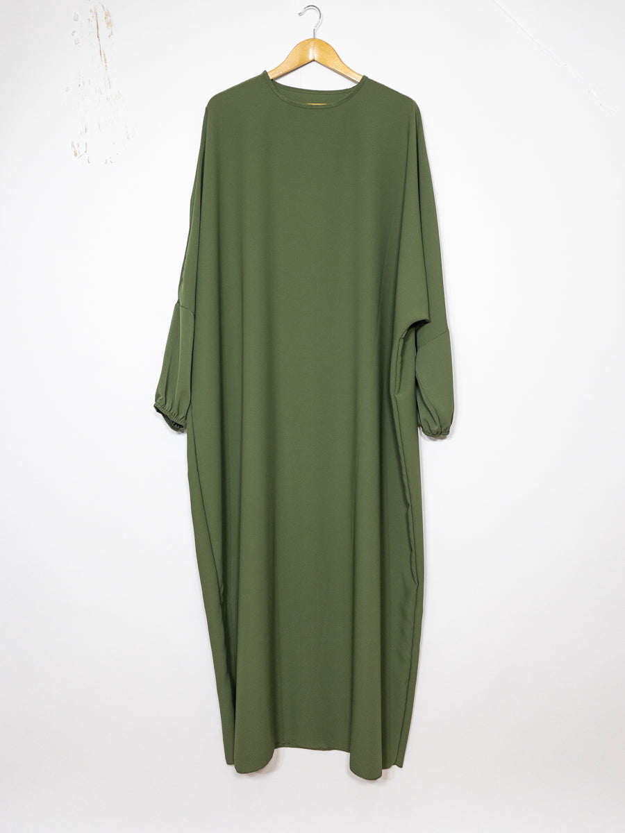 Abaya Larga Amplia en Seda de Medina Ref: Ro2303pk - Abaya Larga Amplia en Seda de Medina, Amplia y Fluida con Mangas Abullonadas