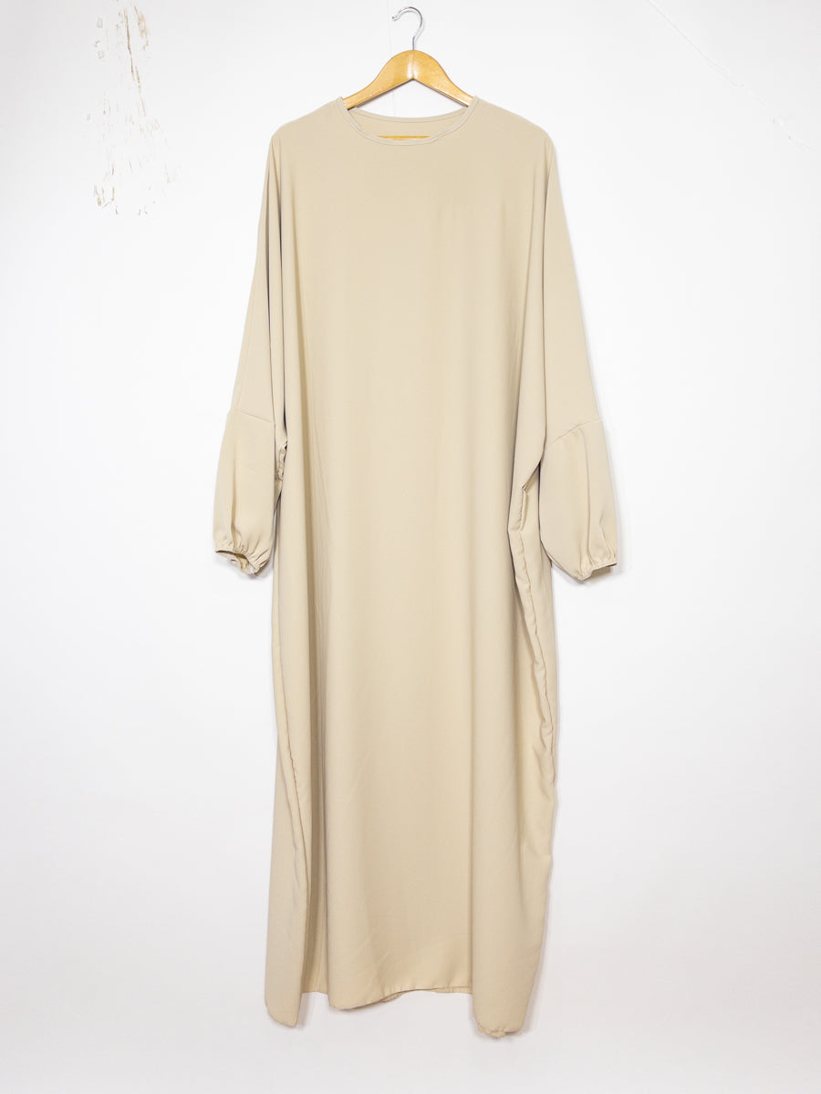 Abaya Larga Amplia en Seda de Medina Ref: Ro2303pk - Abaya Larga Amplia en Seda de Medina, Amplia y Fluida con Mangas Abullonadas