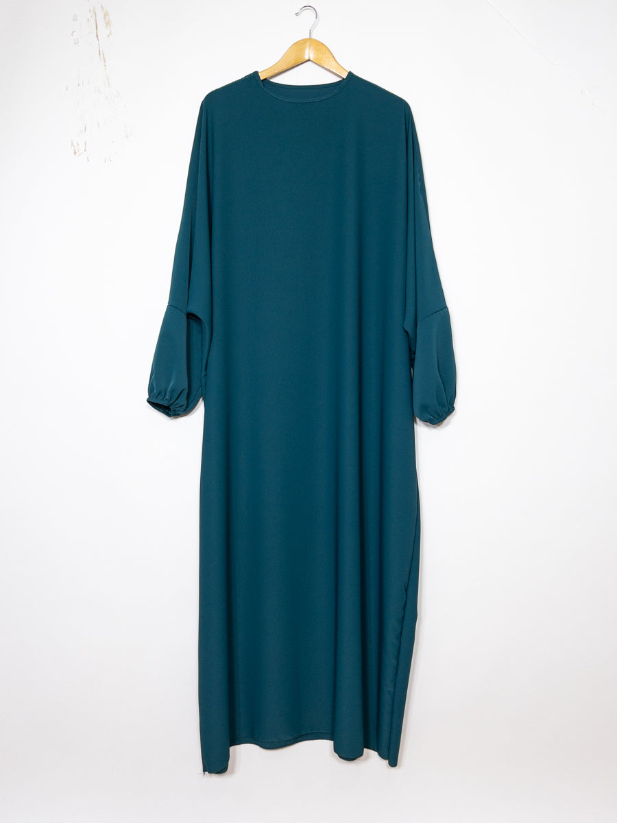 Abaya Larga Amplia en Seda de Medina Ref: Ro2303pk - Abaya Larga Amplia en Seda de Medina, Amplia y Fluida con Mangas Abullonadas