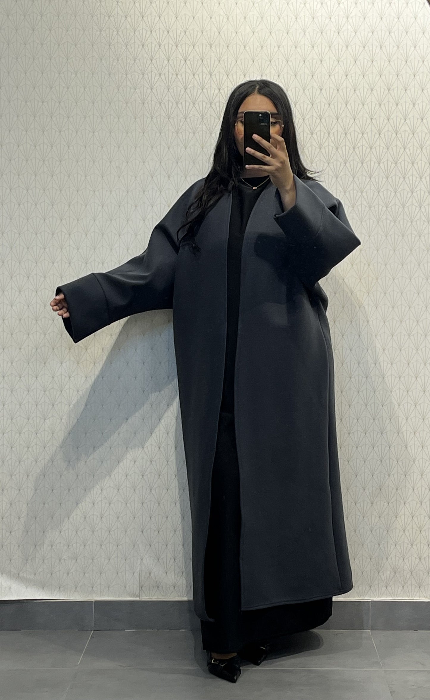 Long Coat Ref: 2515CB - Flared Peacoat Style, Loose and Elegant Cut