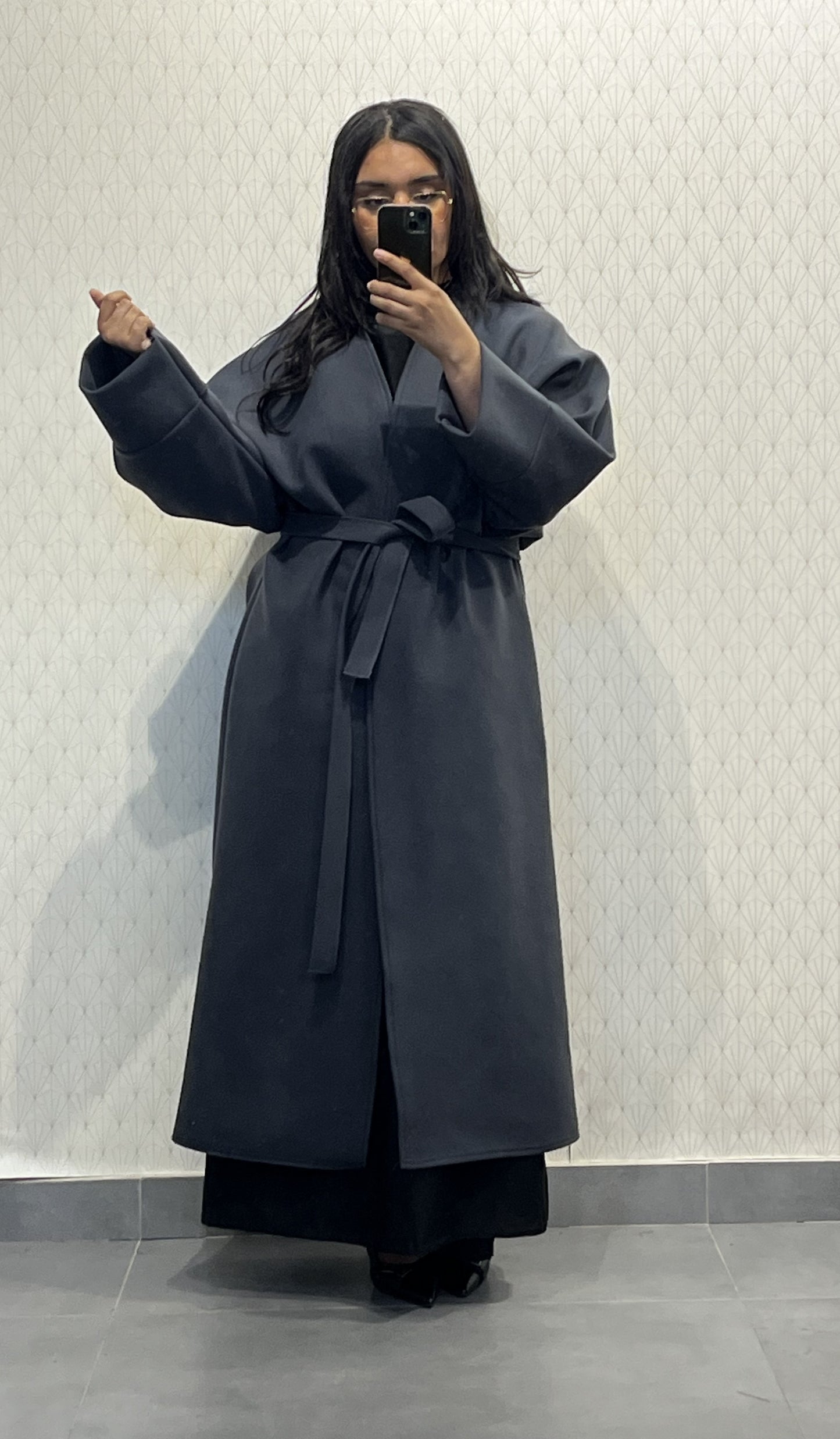 Long Coat Ref: 2515CB - Flared Peacoat Style, Loose and Elegant Cut