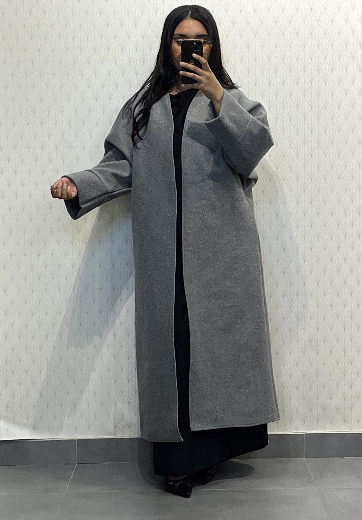 Long Coat Ref: 2515CB - Flared Peacoat Style, Loose and Elegant Cut
