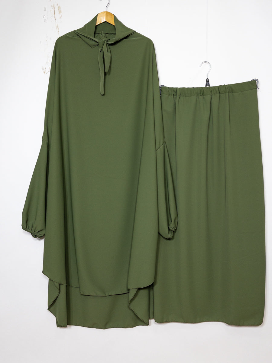 Jilbeb Conjunto Dos Piezas en Seda de Medina REF: En2310pk - Este Bonito Conjunto Incluye un Jilbeb y una Falda Fluida y Elegante