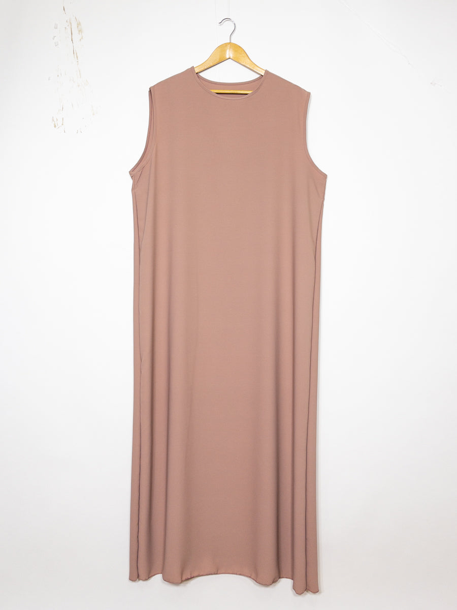 Long, Wide Abaya Ref: Ro2353pk - Sleeveless Long Abaya in Medina Silk, Short Sleeve, Flowing and Lightweight