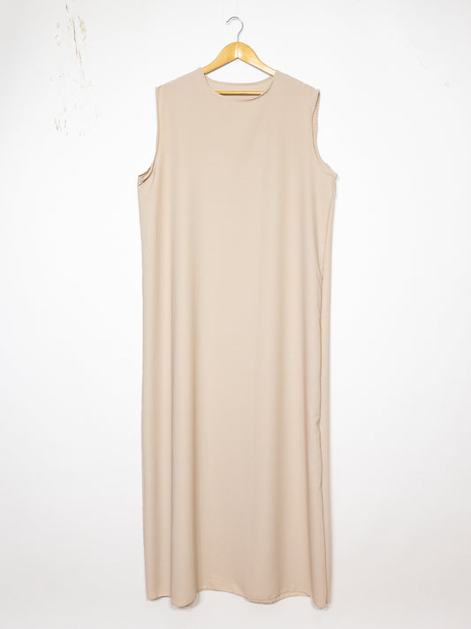 Long, Wide Abaya Ref: Ro2353pk - Sleeveless Long Abaya in Medina Silk, Short Sleeve, Flowing and Lightweight