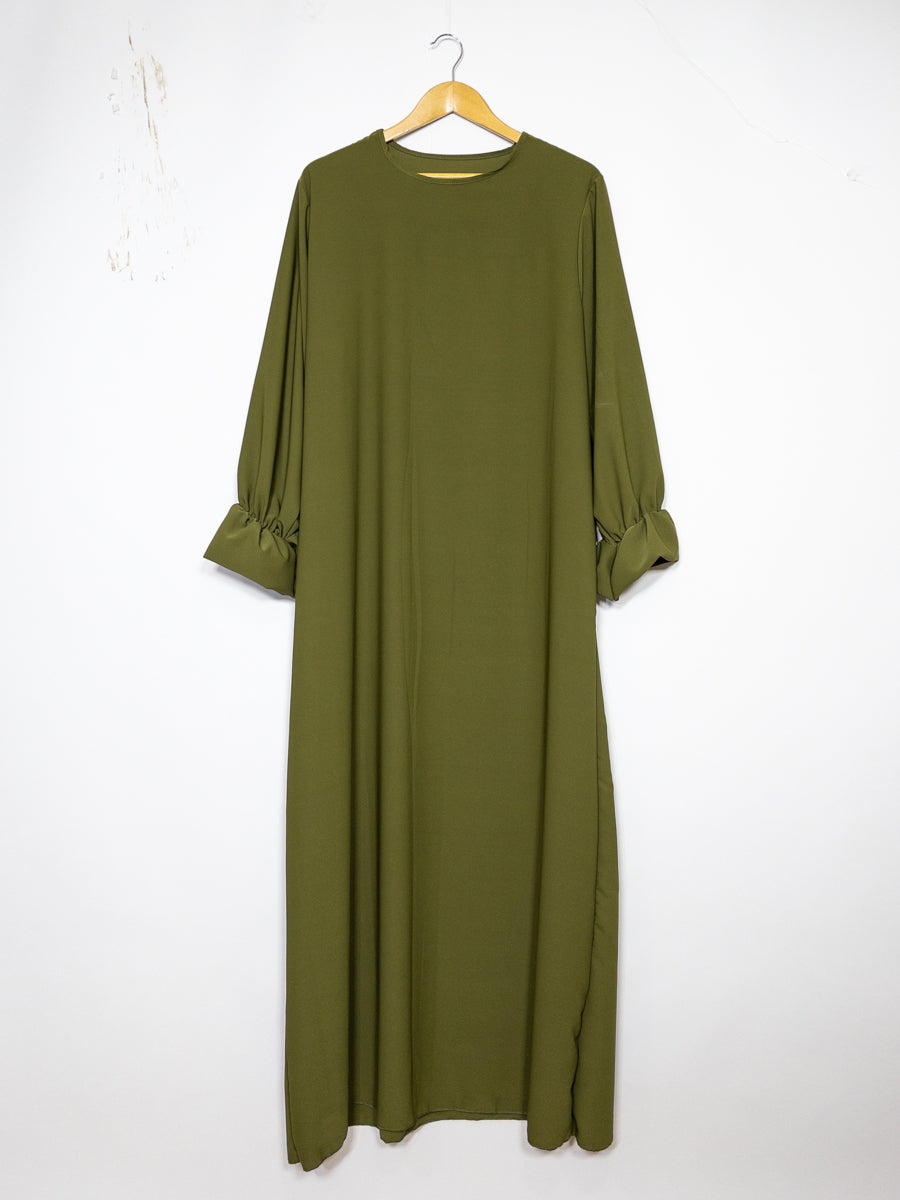 Abaya Larga Amplia Ref: Ro23332pk en Seda de Medina - Detalles en las Mangas Cómoda y Elegante