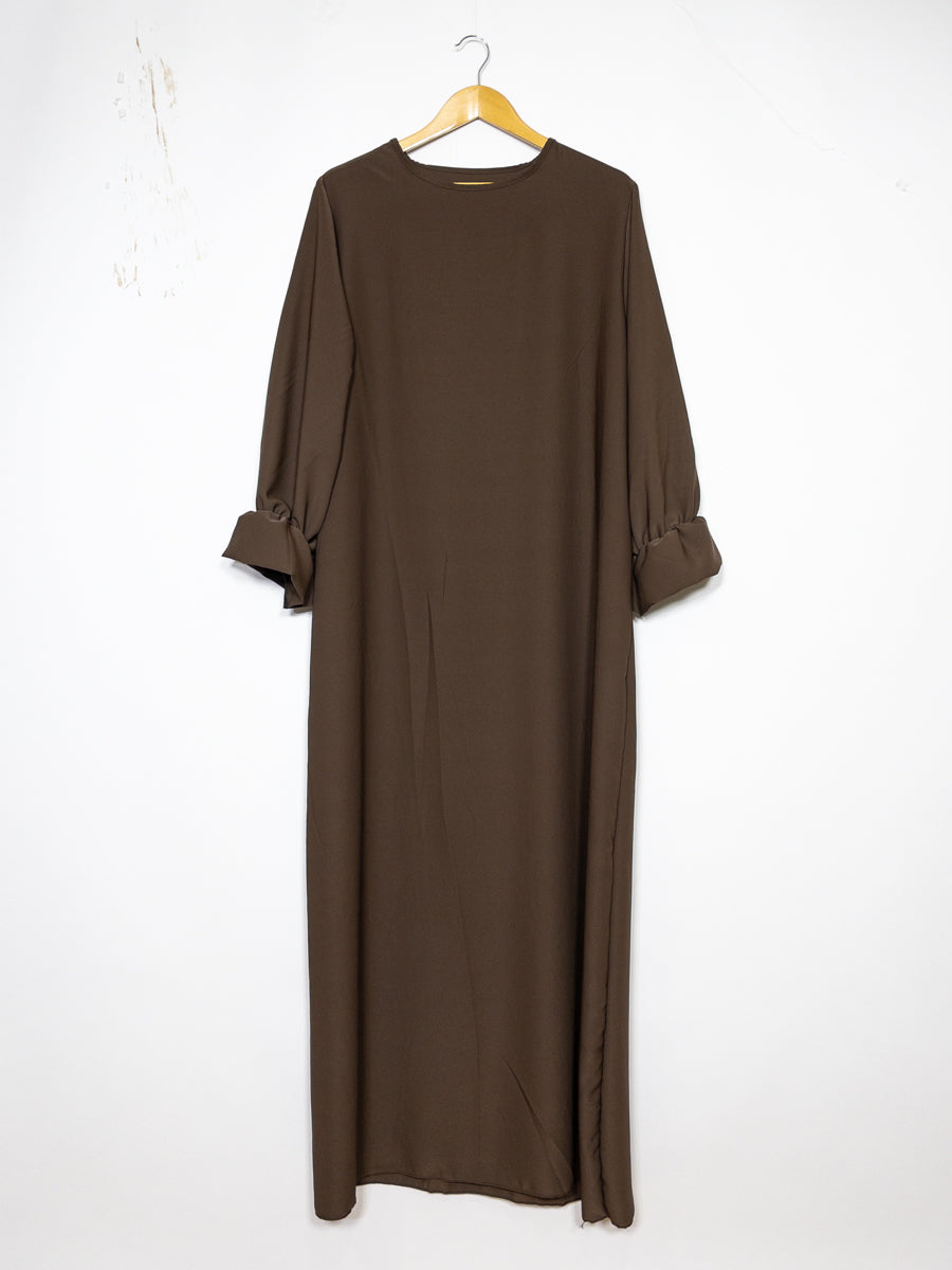 Abaya Larga Amplia Ref: Ro23332pk en Seda de Medina - Detalles en las Mangas Cómoda y Elegante