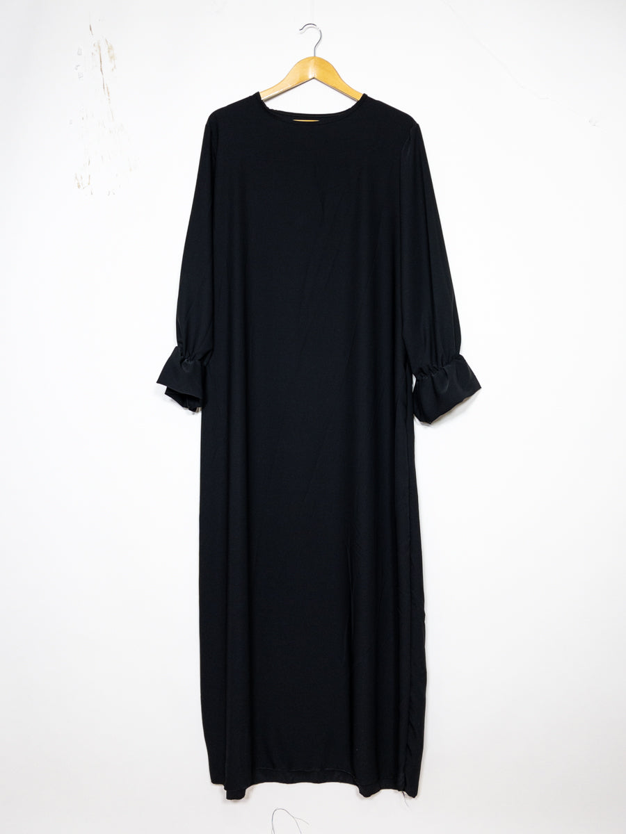 Abaya Larga Amplia Ref: Ro23332pk en Seda de Medina - Detalles en las Mangas Cómoda y Elegante