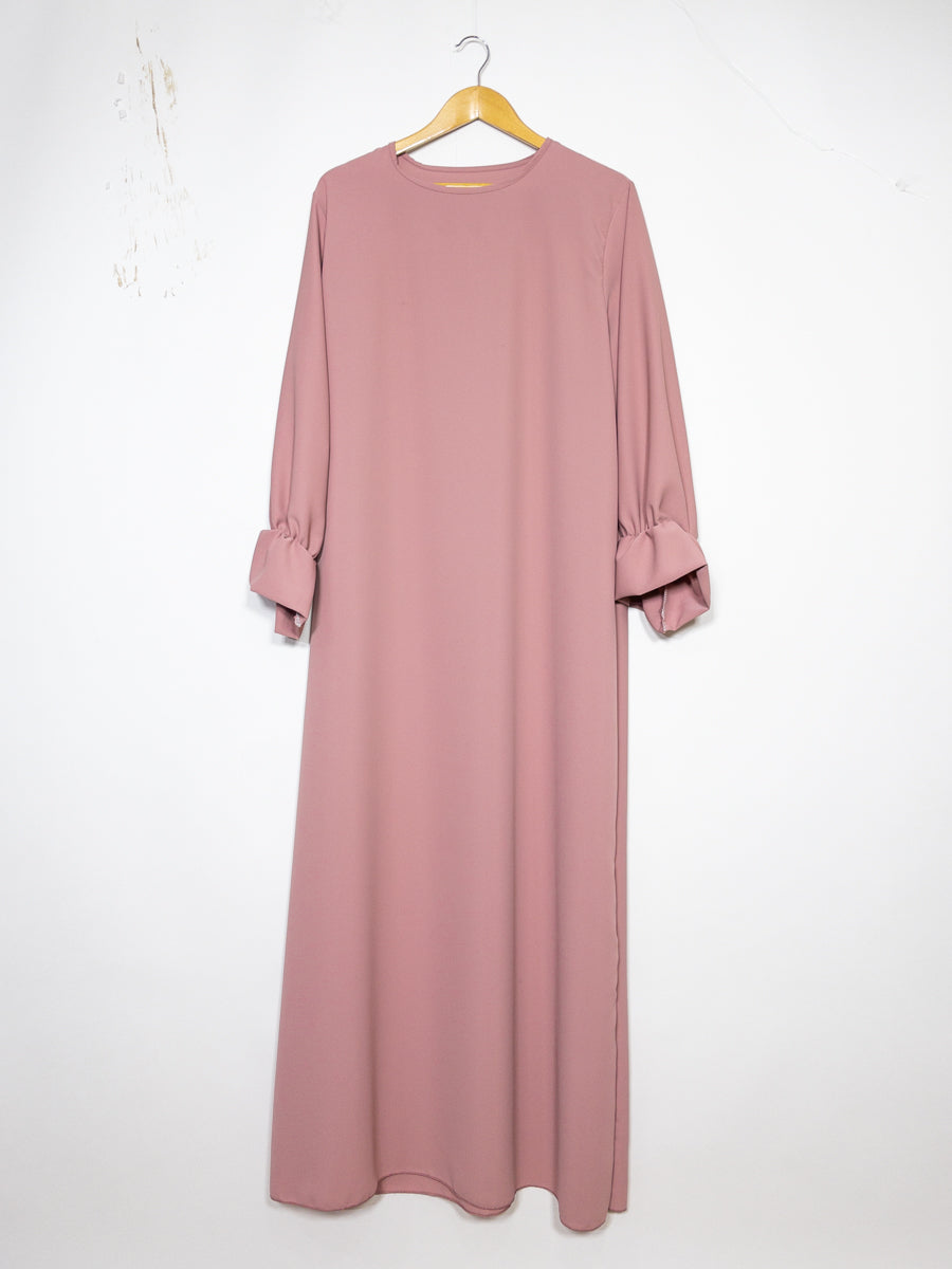 Abaya Larga Amplia Ref: Ro23332pk en Seda de Medina - Detalles en las Mangas Cómoda y Elegante