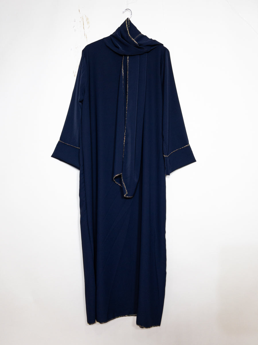 Abaya in Medina Silk for Women Ref: 2377pk - Abaya Dress in Medina Silk with Scarf, Refined Style and a Golden Touch