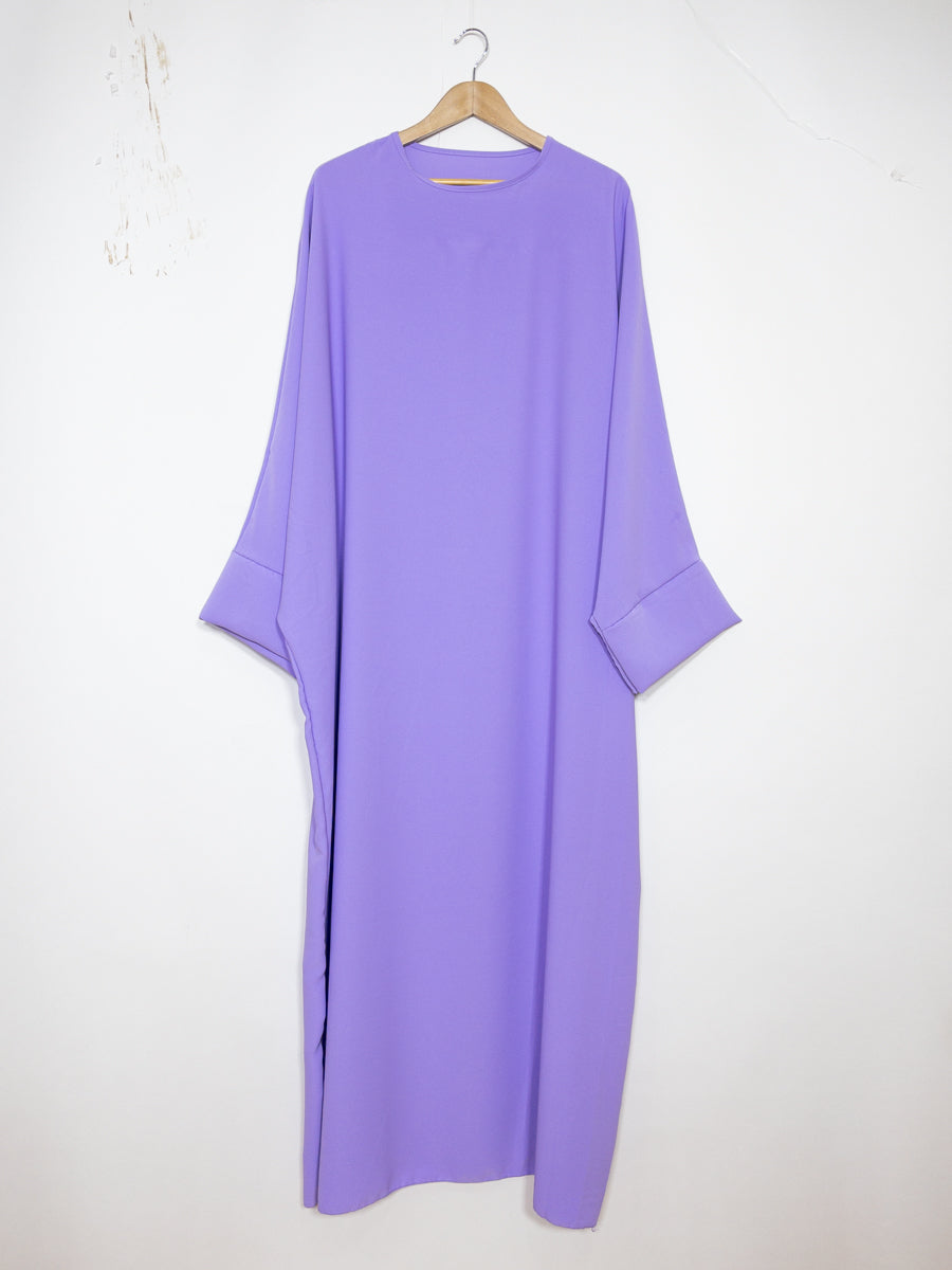Lange Abaya voor Dames REF: ro2331pk - Lange Abaya in Medina-zijde met Vlindermouwen, Vloeiend, Zacht en Comfortabel