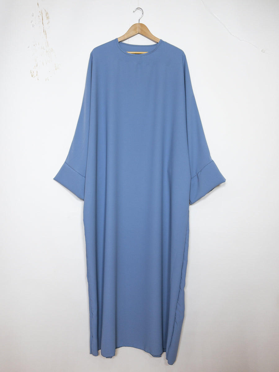 Lange Abaya voor Dames REF: ro2331pk - Lange Abaya in Medina-zijde met Vlindermouwen, Vloeiend, Zacht en Comfortabel