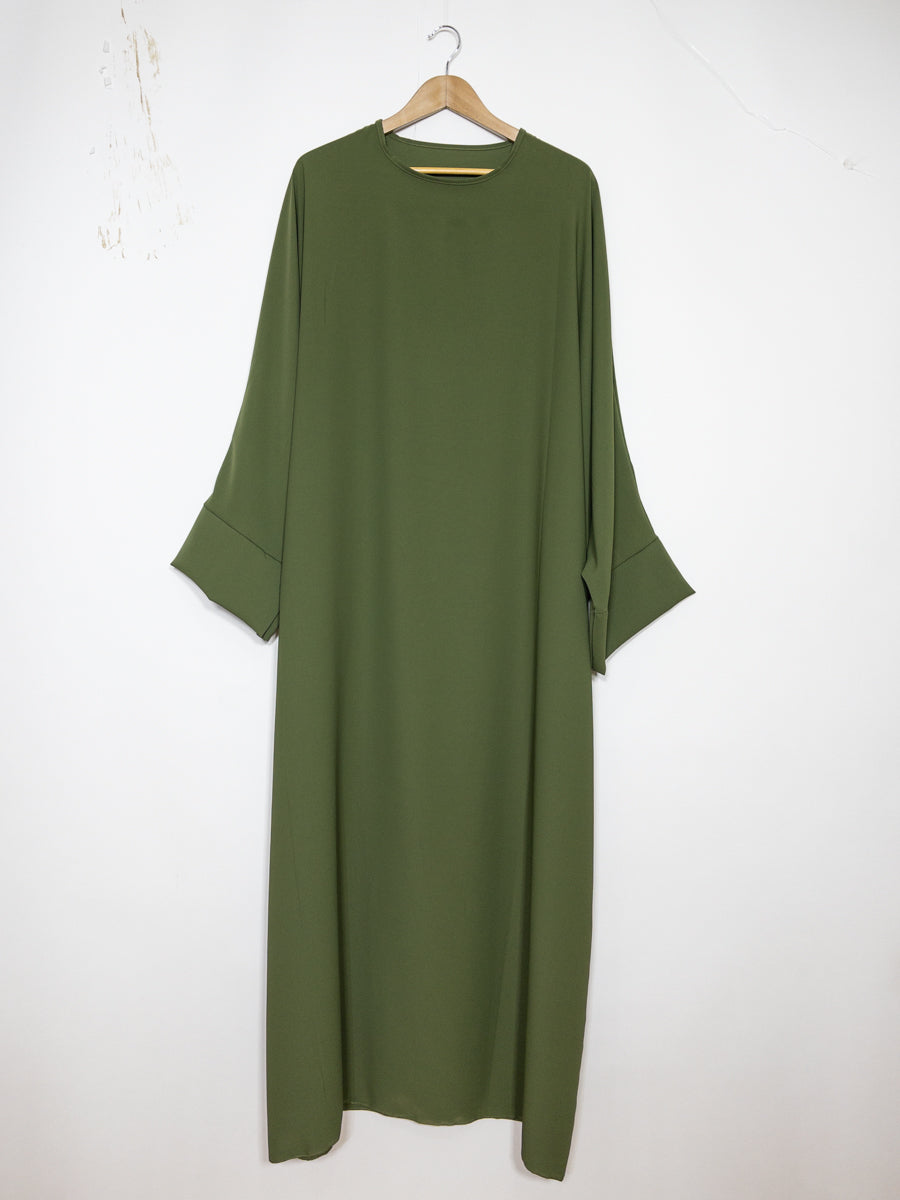 Lange Abaya voor Dames REF: ro2331pk - Lange Abaya in Medina-zijde met Vlindermouwen, Vloeiend, Zacht en Comfortabel