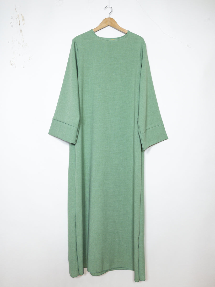 Abaya manche large en lin pour 185cm REF: RoL2352lin- Abaya Longue style Lin manche évasé