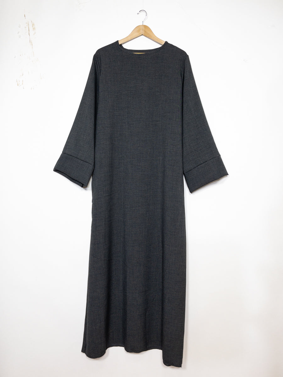 Abaya manche large en lin pour 185cm REF: RoL2352lin- Abaya Longue style Lin manche évasé