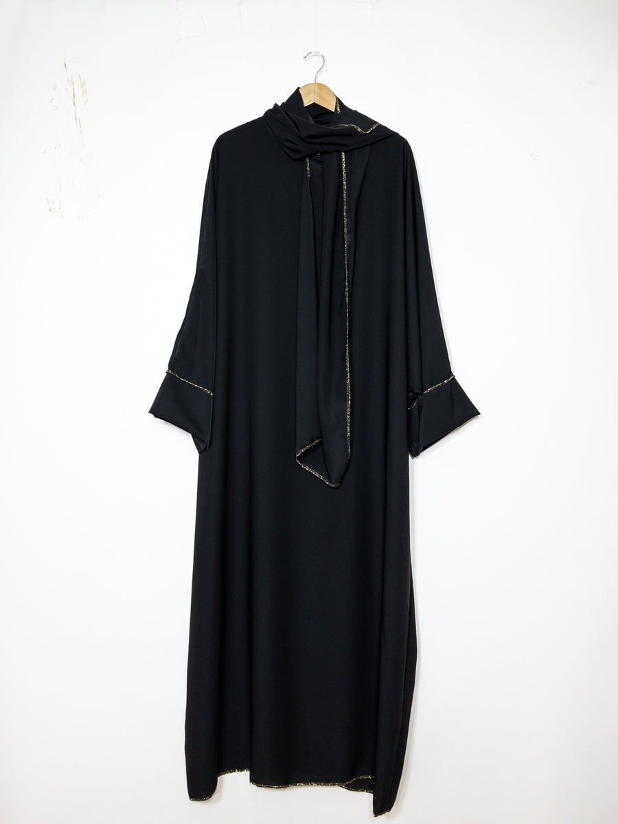 Long Abaya for Women REF: Ro2381pk in Medina Silk with Integrated Veil - Flowing and Elegant