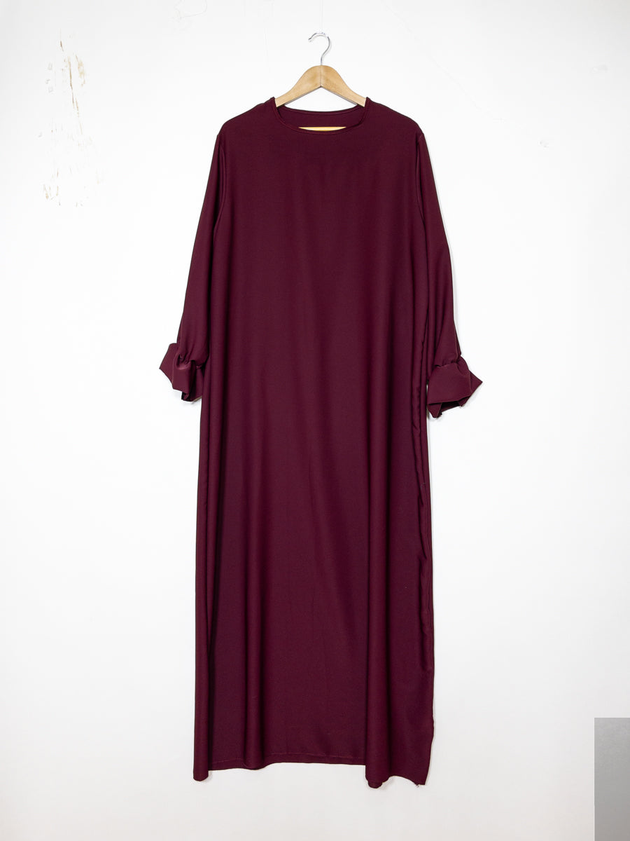 Abaya Larga Amplia Ref: Ro23332pk en Seda de Medina - Detalles en las Mangas Cómoda y Elegante
