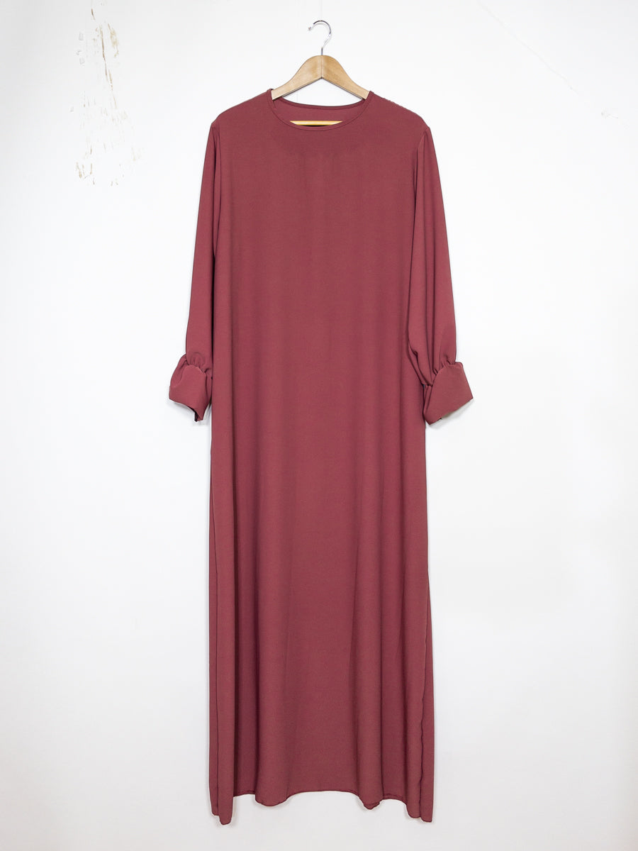 Abaya Larga Amplia Ref: Ro23332pk en Seda de Medina - Detalles en las Mangas Cómoda y Elegante