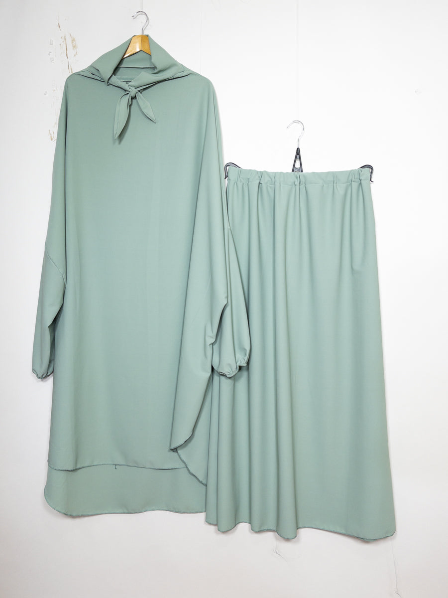 Jilbeb Conjunto Dos Piezas en Seda de Medina REF: En2310pk - Este Bonito Conjunto Incluye un Jilbeb y una Falda Fluida y Elegante