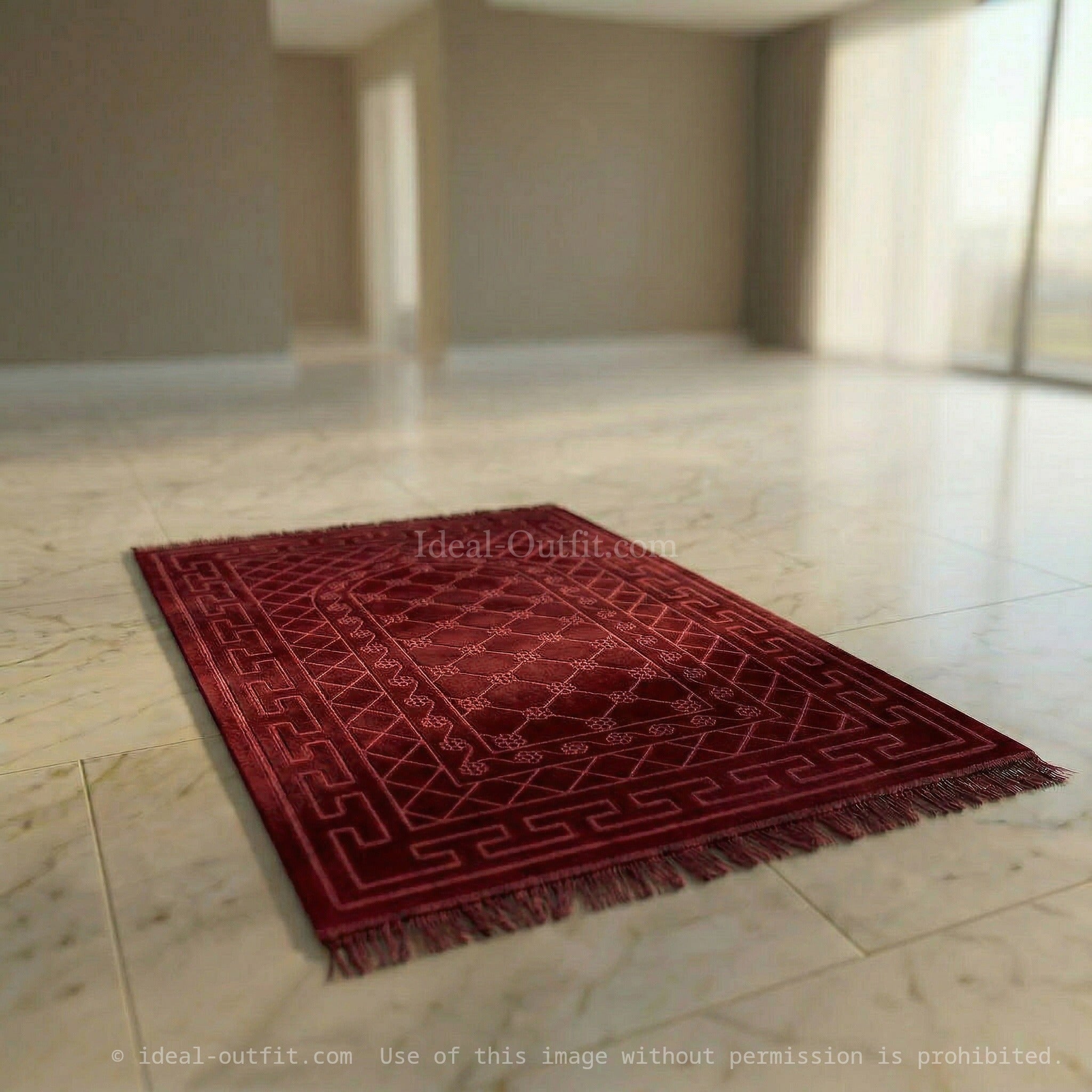 Confort et recueillement, Tapis de prière en velours avec motifs embossés, Accessoires de prière islamique