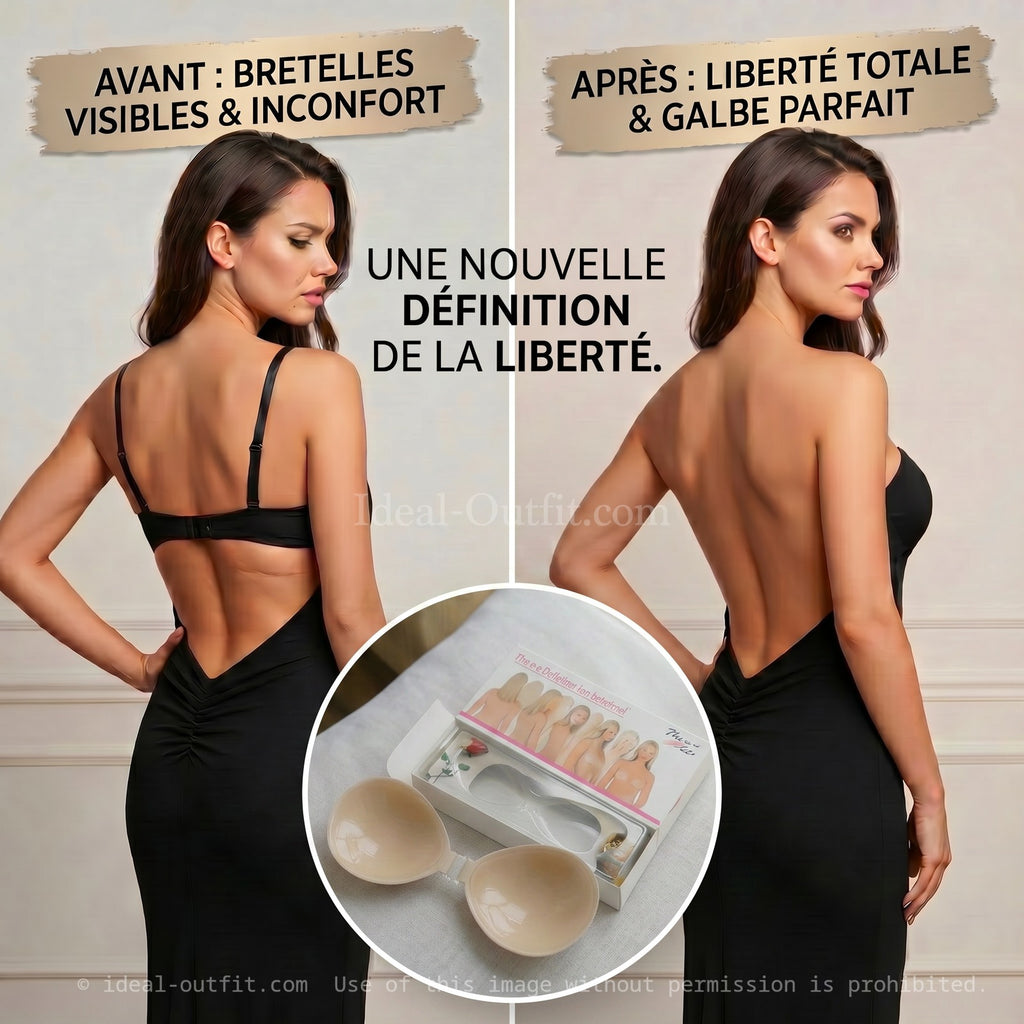 Dos nu invisible, Soutien-gorge adhésif Un Bra, Silicone nude, Lingerie