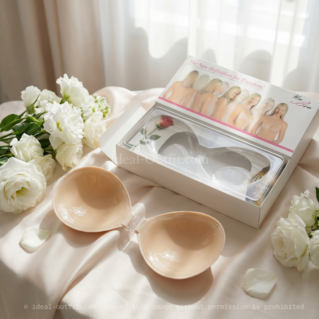 Dos nu invisible, Soutien-gorge adhésif Un Bra, Silicone nude, Lingerie