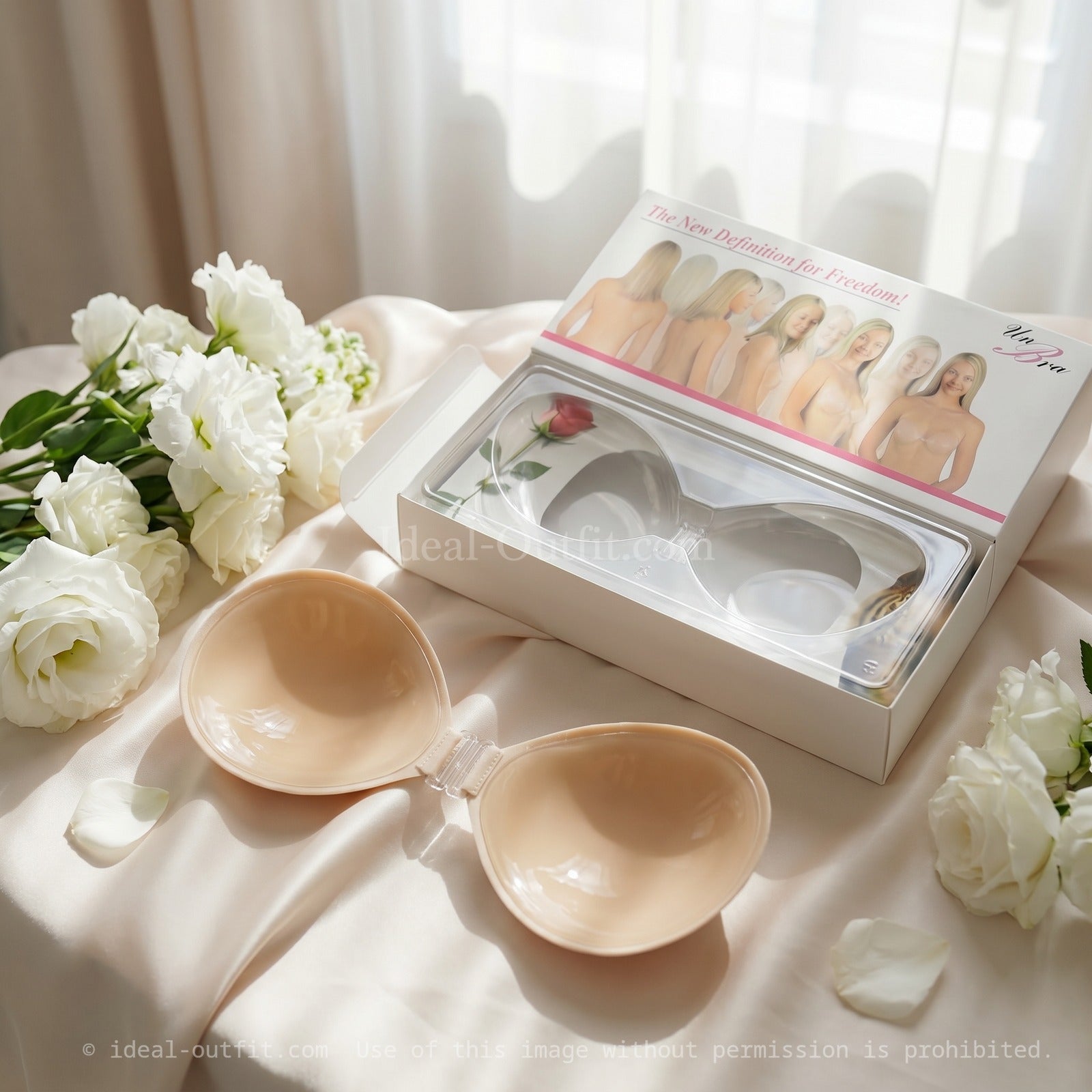 Dos nu invisible, Soutien-gorge adhésif Un Bra, Silicone nude, Lingerie