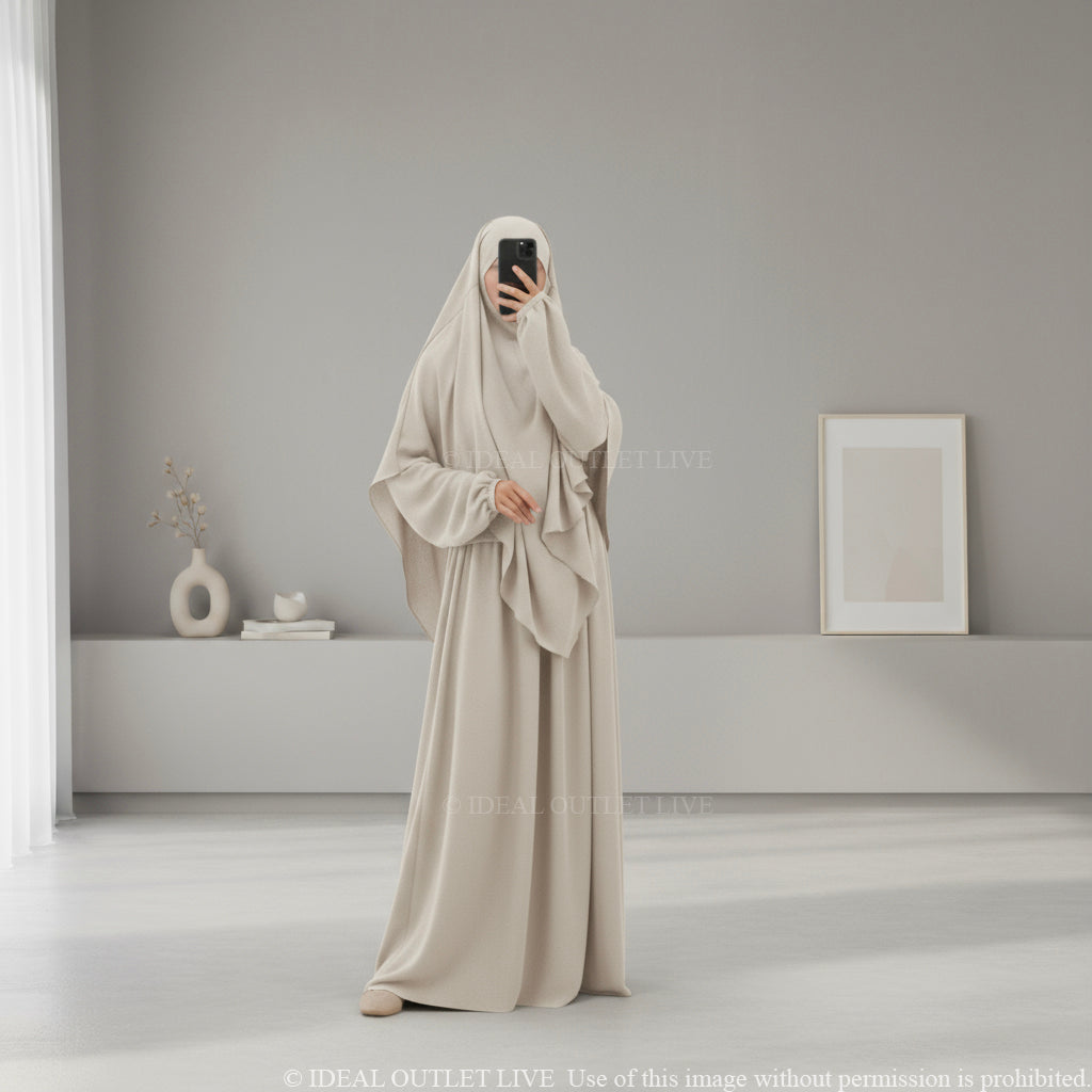 L'Ensemble de prière, Abaya Khimar 2 pièces en Tissu Jazz, Mastour et Pratique