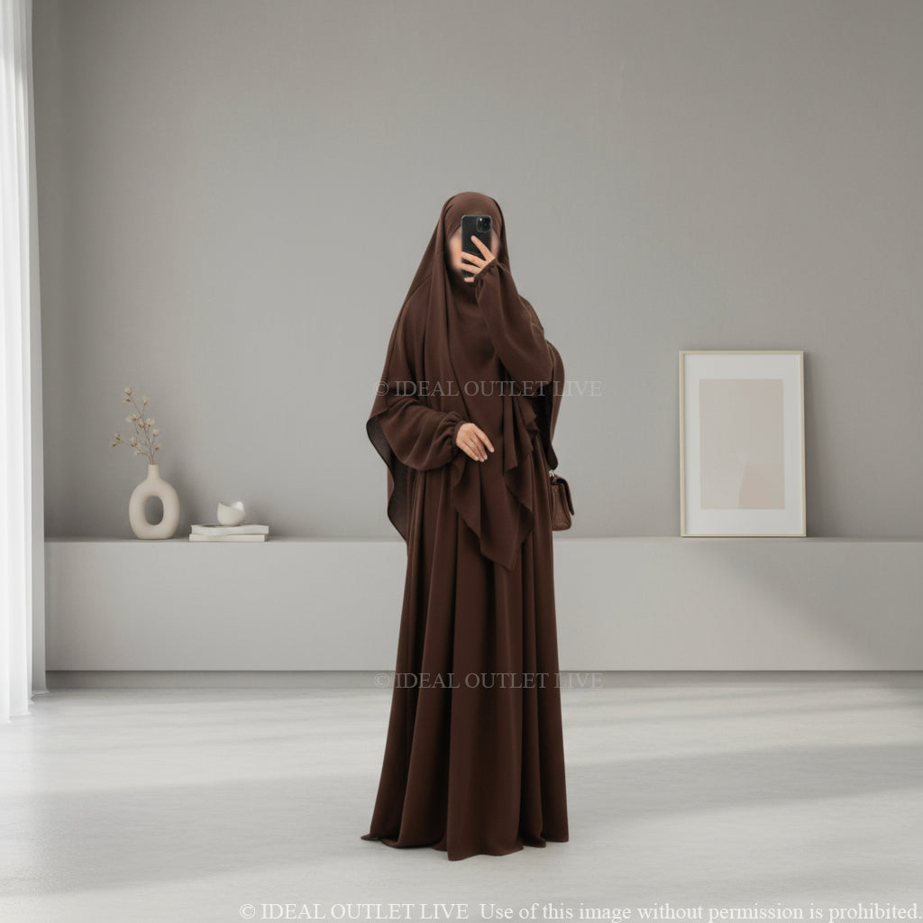 L'Ensemble de prière, Abaya Khimar 2 pièces en Tissu Jazz, Mastour et Pratique