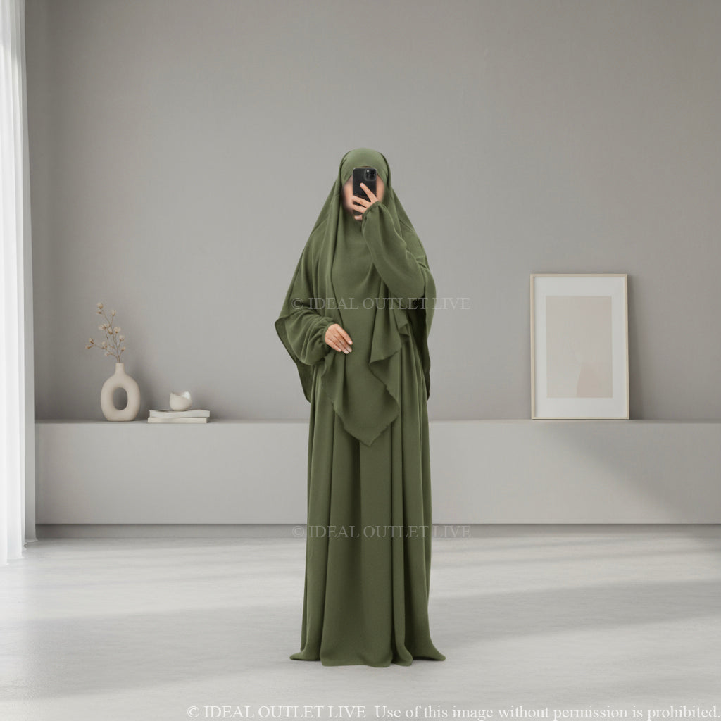L'Ensemble de prière, Abaya Khimar 2 pièces en Tissu Jazz, Mastour et Pratique