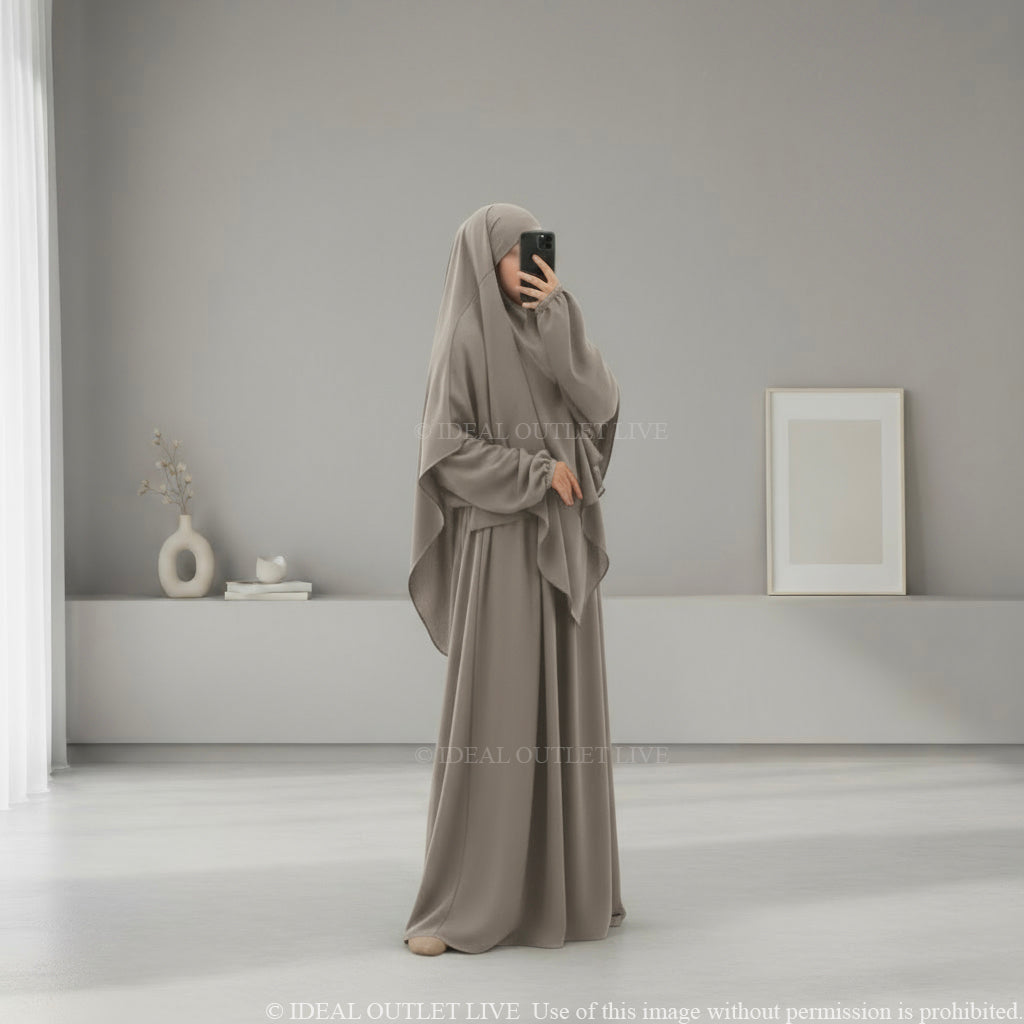 L'Ensemble de prière, Abaya Khimar 2 pièces en Tissu Jazz, Mastour et Pratique