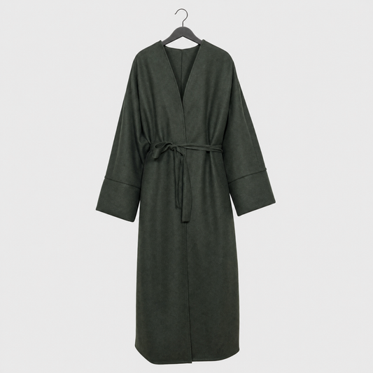 Manteau ref: 2390-cabans Kaki – vue complète sur cintre, fond Studio E5