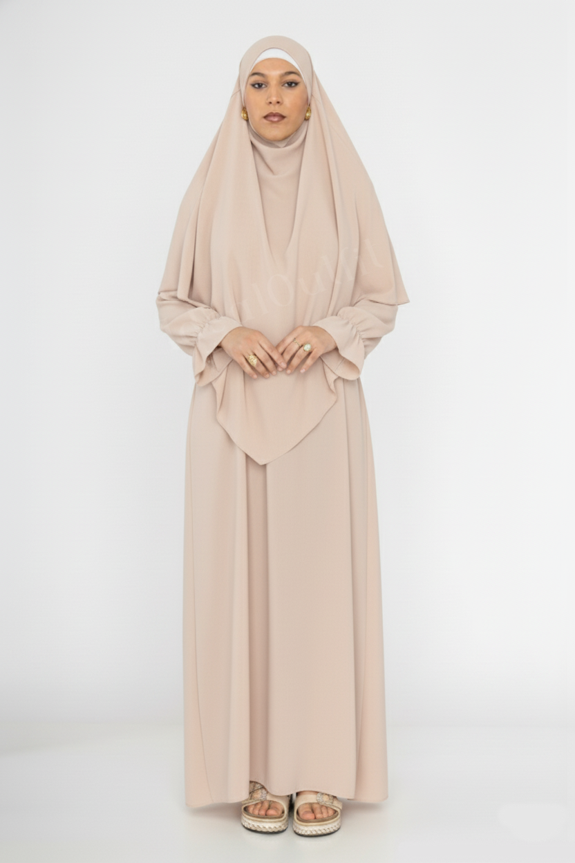 Ensemble Abaya Khimar 2 pièces en Tissu Jazz, ref: 2316+2501jazz