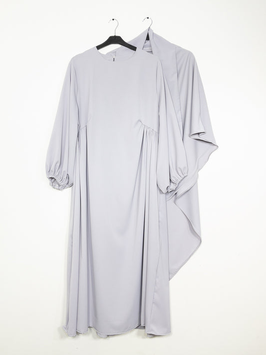 Ensemble 2 pièces en Soie de Médine REF: En2509+2510pk - Abaya + Khimar sobre et raffiné