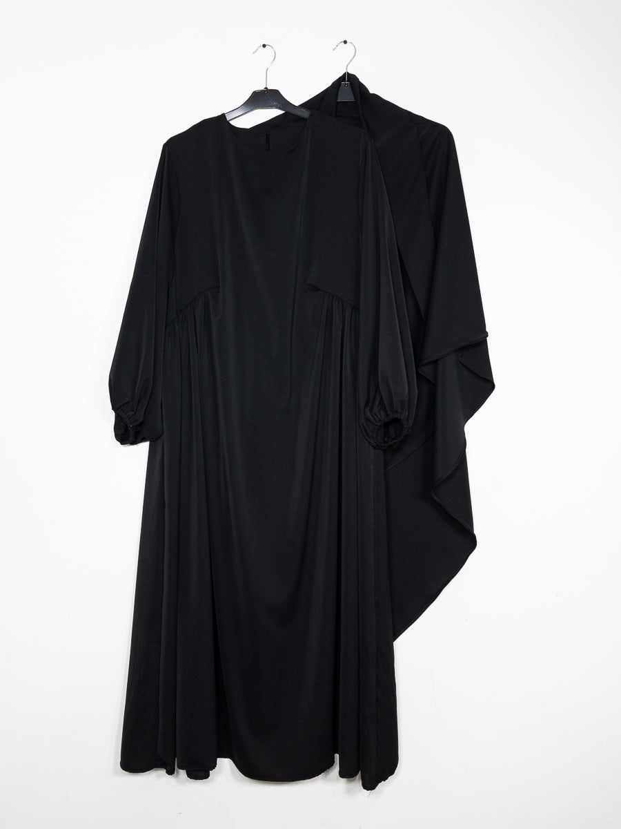 Ensemble 2 pièces en Soie de Médine REF: En2509+2510pk - Abaya + Khimar sobre et raffiné