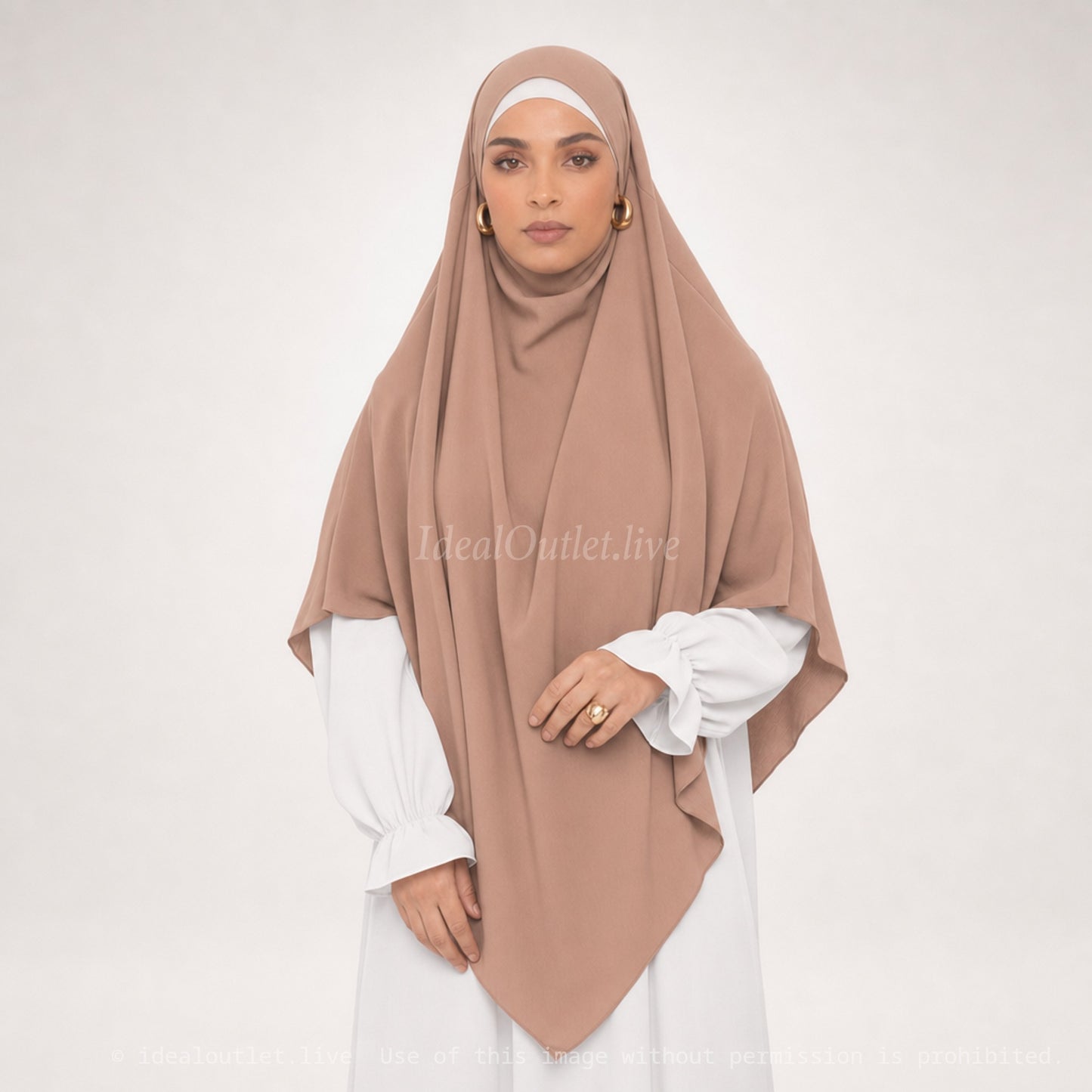 Khimar long ref: Ca2307pk - Khimar Long en Soie de Médine fluide et doux