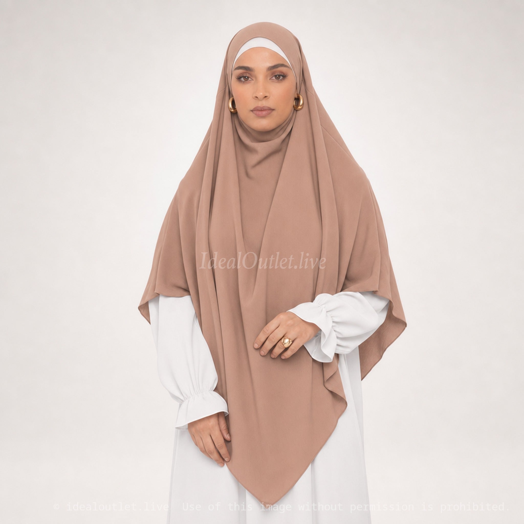 Khimar long ref: Ca2307pk - Khimar Long en Soie de Médine fluide et doux