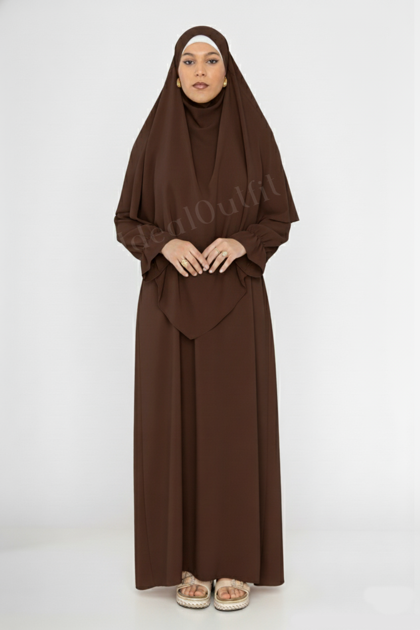 Ensemble Abaya Khimar 2 pièces en Tissu Jazz, ref: 2316+2501jazz