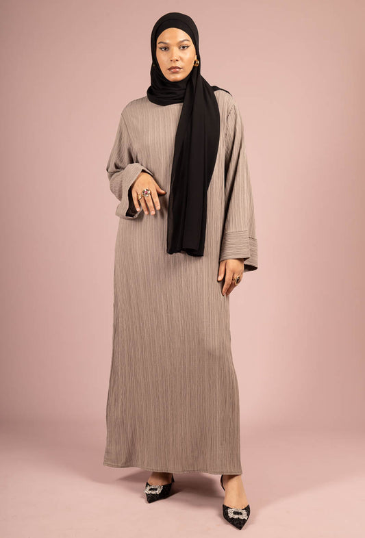 Long Abaya for Women REF: Ro2387FF - Wide-Sleeve Abaya Dress in Highly Durable Textured Fabric