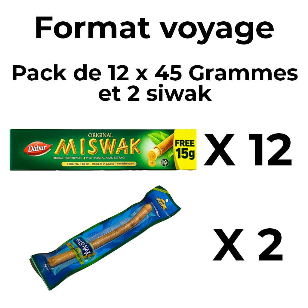 Pack N°3: 12 x 45g Dentifrice + 2 siwak - Dentifrice soins naturels - Miswak Original