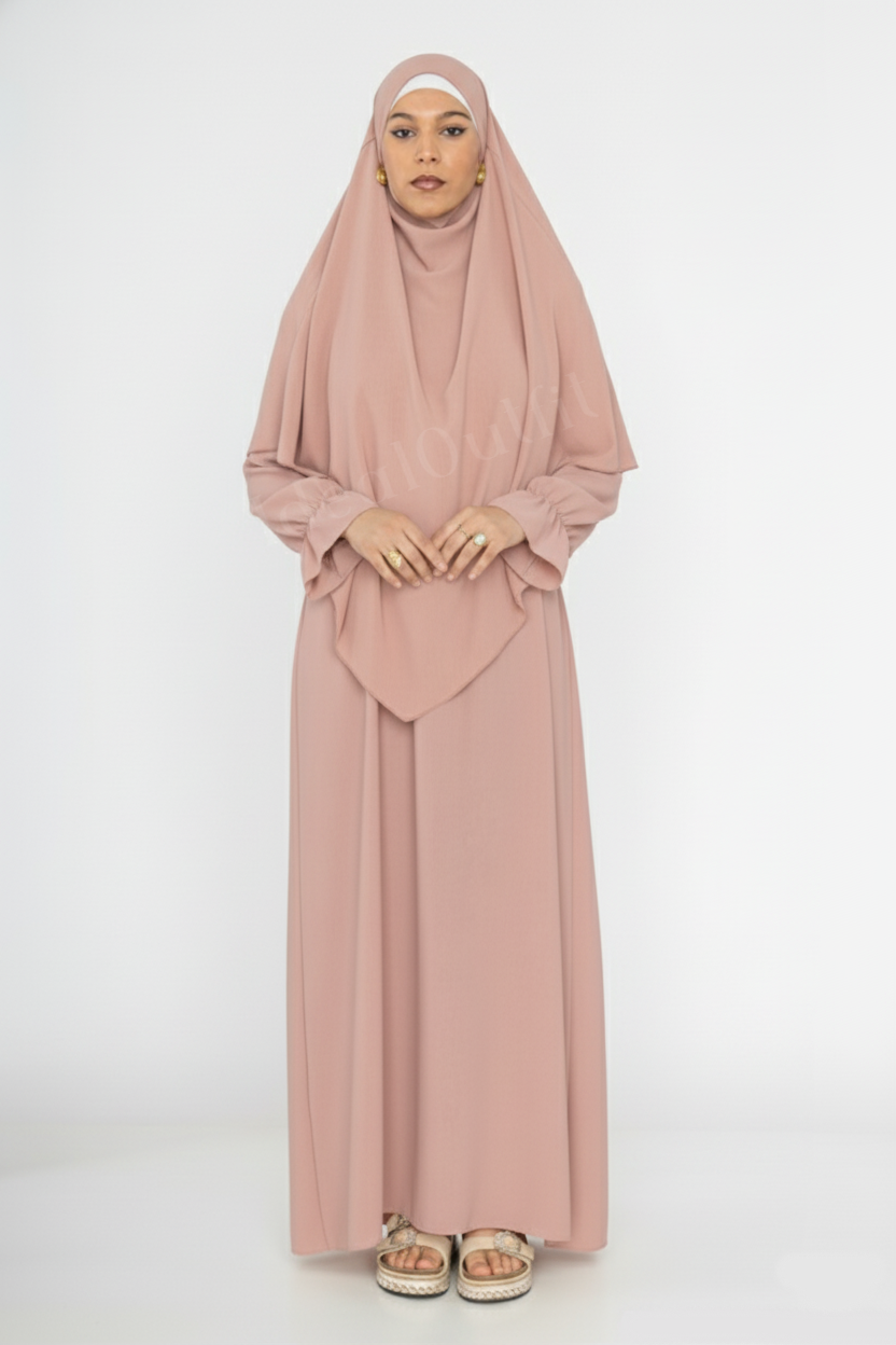 Ensemble Abaya Khimar 2 pièces en Tissu Jazz, ref: 2316+2501jazz