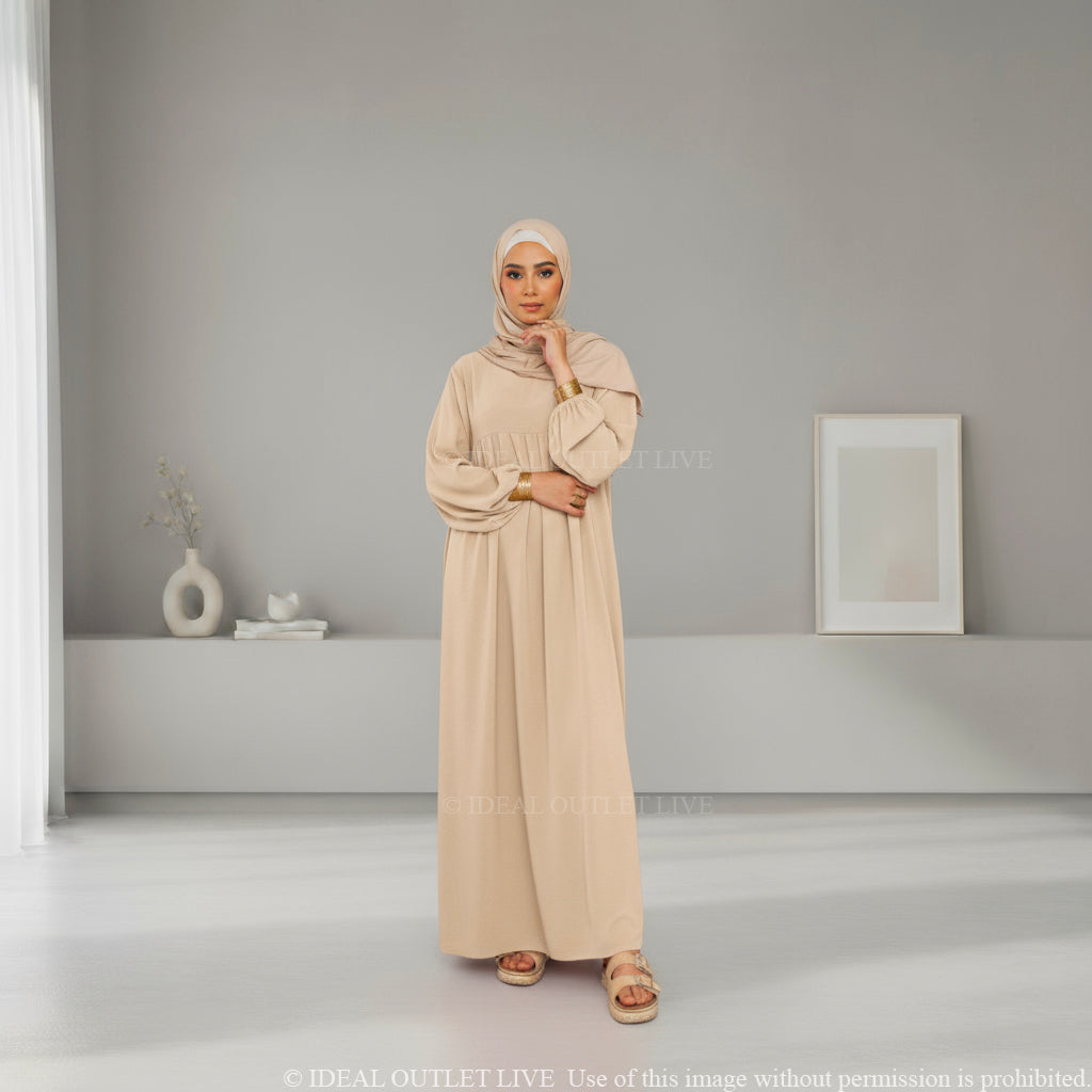 L'Élégance au Quotidien, Abaya Manches Ballon en Tissu Jazz, Chic et Mastour