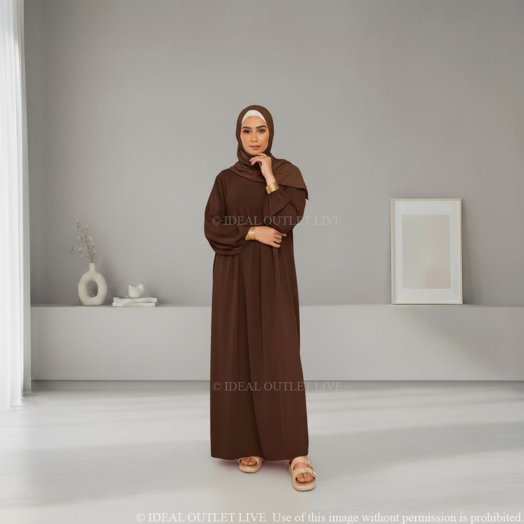 L'Élégance au Quotidien, Abaya Manches Ballon en Tissu Jazz, Chic et Mastour